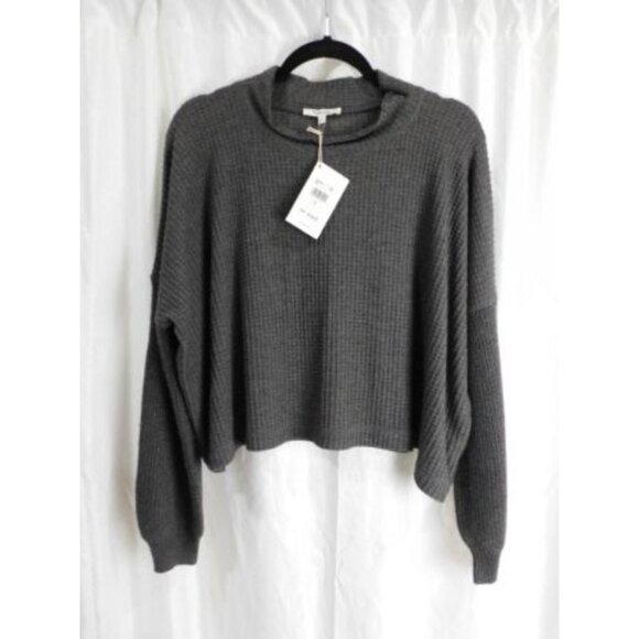 NEW Splendid Collection Grey Waffle knit Crop Sweater size SMALL - Picture 5 of 6